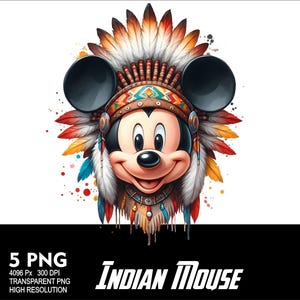 Indian Mickey Mouse 5 PNG-design för sublimering PNG 300 DPI högupplöst PNG-t-shirtmugg Tumpler-mus indisk design bild 6