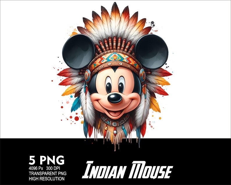 Indian Mickey Mouse 5 PNG-design för sublimering PNG 300 DPI högupplöst PNG-t-shirtmugg Tumpler-mus indisk design bild 6