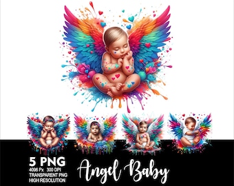 Angel Baby 5 PNG Design for Sublimation Png 300DPI High Resolution Png Tshirt Mug Tumpler Baby Fairy  Wings Design
