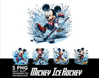 Mickey Ice Hockey 5 PNG Design for Sublimation Png 300DPI High Resolution Png Tshirt Mug Tumpler Sticker Png Mickey Hockey Design
