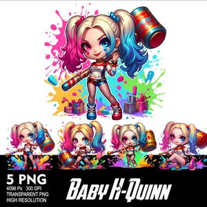 Baby hero Girl Quinn 5 PNG Baby Design per Sublimazione Png 300DPI Alta Risoluzione Png Tshirt Tazza Tumpler Chibi Harley Baby Girl Design