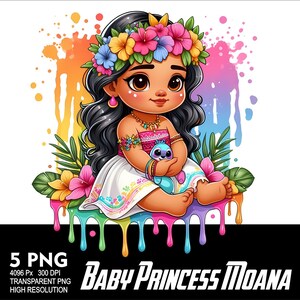 Prinsessan Vaiana Baby 5 PNG Design Sublimering Png 300 DPI Högupplöst Png T-shirt Mugg Tumpler Klistermärke Png Vaiana Prinsessdesign bild 6