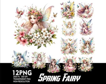 12 PNG Spring Fairy Png Design for Sublimation Png 300DPI High Resolution Png Tshirt Mug Tumpler Fairy Tinker Design Png