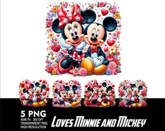 Loves Mouse 5 PNG Design WaterColor Sublimation Png 300DPI High Resolution Png Tshirt Mug Tumpler Love Mouse Design