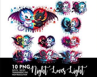Loves Toothless Night Fury and Light Fury 10 PNG Black Dragon Design for Sublimation Png 300DPI High Resolution Png Tshirt Mug Tumpler