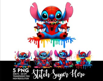 Stitch Hero Spider Boy 5 PNG Design for Sublimation Png 300DPI High Resolution Png Tshirt Mug Tumpler Sticker Png Stitch Superhero Design