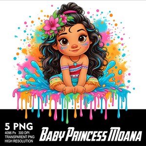 Prinsessan Vaiana Baby 5 PNG Design Sublimering Png 300 DPI Högupplöst Png T-shirt Mugg Tumpler Klistermärke Png Vaiana Prinsessdesign bild 2