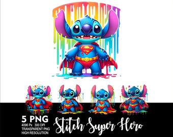 Superhero Stitch 5 PNG Design for Sublimation Png 300DPI High Resolution Png Tshirt Mug Tumpler Png Stitch Superhero Design