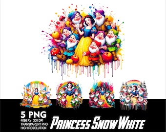 Prinsessan Snövit 5 PNG-design sublimering png 300 dpi högupplöst png t-shirt mugg tumpler klistermärke png prinsessflicka design