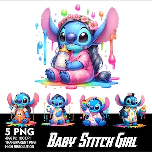 Stitch Girl Baby 5 PNG Design Sublimation Png 300DPI High Resolution Png Tshirt Mug Tumpler Sticker Png Baby Stitch Design