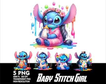 Stitch Girl Baby 5 PNG Design Sublimation Png 300DPI High Resolution Png Tshirt Mug Tumpler Sticker Png Baby Stitch Design