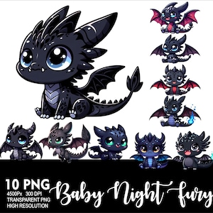 Cartoon Black Dragon Night Fury 10 PNG Toothless Design for Sublimation Png 300DPI High Resolution Png Tshirt Mug Tumpler