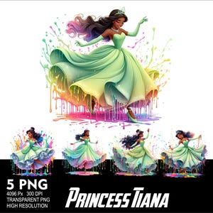 Princess Tiana 5 PNG Design Sublimation Png 300DPI High Resolution Png Tshirt Mug Tumpler Sticker Png Tiana Princess Girl Design