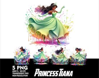Prinsessan Tiana 5 PNG-design sublimering png 300 dpi högupplöst png t-shirt mugg tumpler klistermärke png Tiana prinsessflicka design