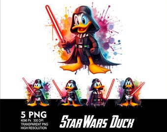 StarWars Duck 5 PNG Design WaterColor Sublimation Png 300DPI High Resolution Png Tshirt Mug Tumpler StarWars Duck Design