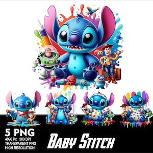 Baby Stitch Toy Story 5 PNG Design Sublimation Png 300DPI High Resolution Png Tshirt Mug Tumpler Sticker Png Stitch Baby Design