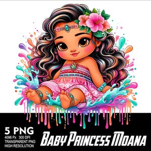 Prinsessan Vaiana Baby 5 PNG Design Sublimering Png 300 DPI Högupplöst Png T-shirt Mugg Tumpler Klistermärke Png Vaiana Prinsessdesign bild 3