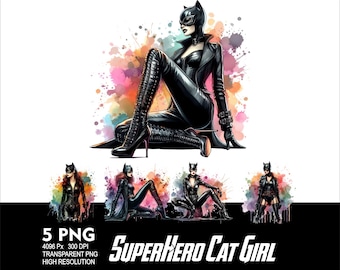 Superhero CatGirl 5 PNG Mouse Design for Sublimation Png 300DPI High Resolution Png Tshirt Mug Tumpler Woman Hero Design Png