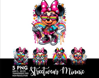 Streetwear Minnie 5 PNG Mouse Design for Sublimation Png 300DPI High Resolution Png Tshirt Mug Tumpler Street wear Mouse Png