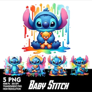 Baby Stitch Teddy Bear 5 PNG Design Sublimation Png 300DPI High Resolution Png Tshirt Mug Tumpler Sticker Png Stitch Baby Design