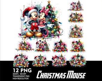 12 png kerstmuis familie ontwerp voor sublimatie png 300 dpi hoge resolutie png tshirt mok Tumpler muis ontwerp
