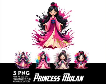 Princess Mulan 5 PNG Design Sublimation Png 300DPI High Resolution Png Tshirt Mug Tumpler Sticker Png Cartoon Mulan Princess Design