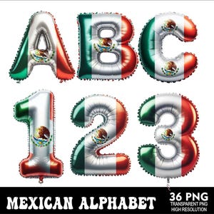 Alfabeto da bandeira mexicana PNG letras Design Letras da bandeira mexicana Png Festa Fonte mexicana