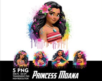 Princess Moana 5 PNG Design Sublimation Png 300DPI High Resolution Png Tshirt Mug Tumpler Sticker Png Cartoon Moana Princess Design