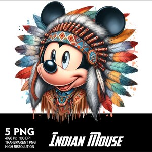Indian Mickey Mouse 5 PNG-design för sublimering PNG 300 DPI högupplöst PNG-t-shirtmugg Tumpler-mus indisk design bild 4