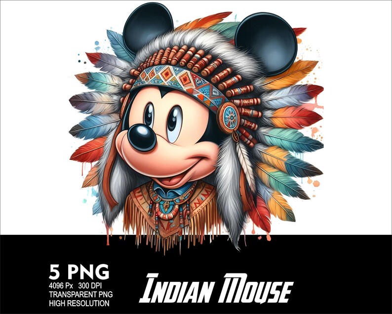 Indian Mickey Mouse 5 PNG-design för sublimering PNG 300 DPI högupplöst PNG-t-shirtmugg Tumpler-mus indisk design bild 4