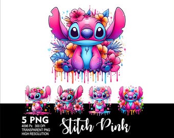 Pink Stitch Girl 5 PNG Design for Sublimation Png 300DPI High Resolution Png Tshirt Mug Tumpler Stitch Pink Design