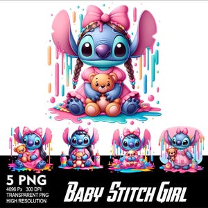 Girl Stitch Baby Pink 5 PNG Design Sublimation Png 300DPI High Resolution Png Tshirt Mug Tumpler Sticker Png Baby Stitch Design