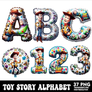 Letras del alfabeto de Toy Story PNG Diseño de letras de Toy Story Png Fuente de globo de fiesta de bebé