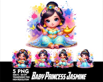 Baby Princess Jasmine 5 PNG Design Sublimation Png 300DPI High Resolution Png Tshirt Mug Tumpler Sticker Png Princess Jasmine Baby Design