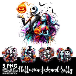 Halloween Jack and Sally 5 PNG Design for Sublimation Png 300DPI High Resolution Png Tshirt Mug Tumpler Design