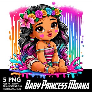 Prinsessan Vaiana Baby 5 PNG Design Sublimering Png 300 DPI Högupplöst Png T-shirt Mugg Tumpler Klistermärke Png Vaiana Prinsessdesign bild 4