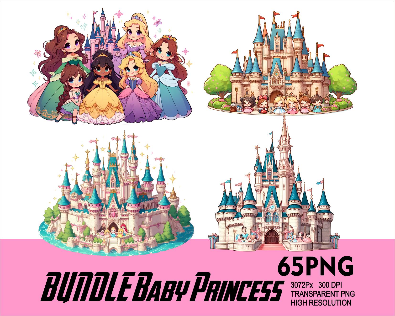 BUNDLE Princess Baby Clipart 65 PNG Princess Design for Sublimation Png ...