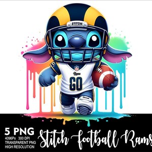 Stitch Football Rams 5 PNG Design for Sublimation Png 300DPI High ...