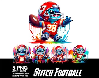 Stitch Football Kids 5 PNG Design for Sublimation Png 300DPI High Resolution Png Tshirt Mug Tumpler Stitch Chiefs Design Football Stitch