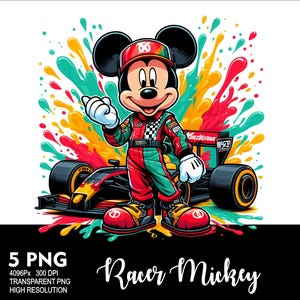 Racer Mickey 5 PNG Design for Sublimation Png 300DPI High Resolution ...