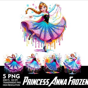 Prinses Anna Frozen 5 png-ontwerp sublimatie png 300 DPI hoge resolutie png-t-shirt-mok Tumpler-sticker png Prinses Anna-ontwerp