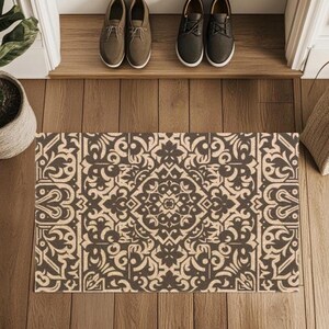 Vintage Tile Coir Doormat: Non-Slip Entryway Rug (24" x 16")