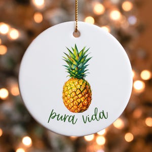 Pineapple Ceramic Ornament Tropical Christmas Tree Decor Holiday Gift Ideas Pure Life Hanging Ornament Pineapple Decor Pura Vida Ornament