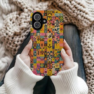 Artistic Mosaic Phone Case: Durable Protective Cover for iPhone & Samsung