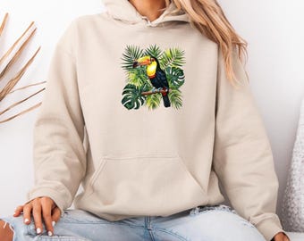 Toucan Hoodie: Tropical Jungle Bird Sweatshirt, Nature Lover Gift