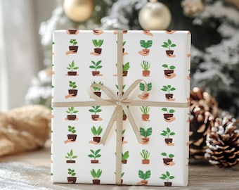 Plant-Lover Wrapping Paper, 1pc, Greenery Gift Wrap, Botanical Gift Packaging, Plant Mom Present Decor