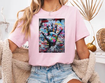 High Five Hand Graffiti T-Shirt: Urban Street Art Tee