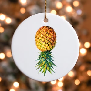 Swingers Pineapple Ceramic Ornament Tropical Christmas Tree Decor Holiday Gift Ideas Pineapple Decoration Christmas Ornament Pineapple Decor