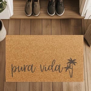 Pura Vida Kokosdörrmatta: Halkfri välkomstmatta, Tropisk dekoration
