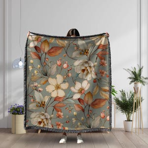 Floral gewebte Baumwolldecke: Boho Wandbehang